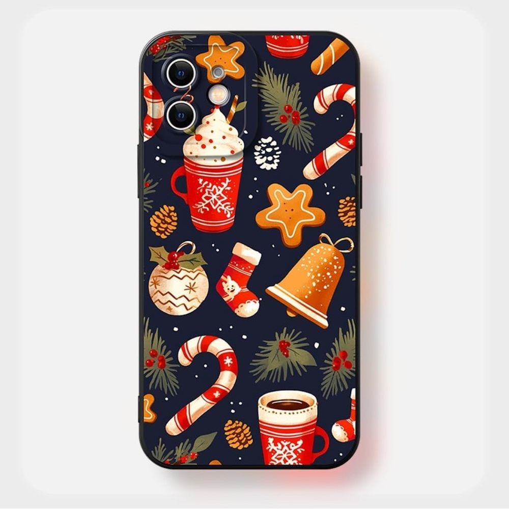iPhone 13 Pro Festive Holiday Phone Case with Red and Orange Accents.